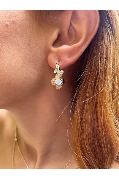 ByMerve Bym163 أقراط نسائية من الفولاذ بحلقة ذهبية متعددة الألوان