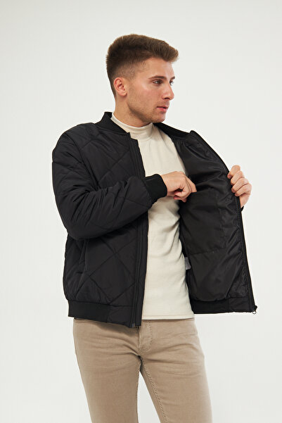 GAREN ERKEK KAPİTONE BAHARLIK BAKLAVA DESENLİ CEKET MONT