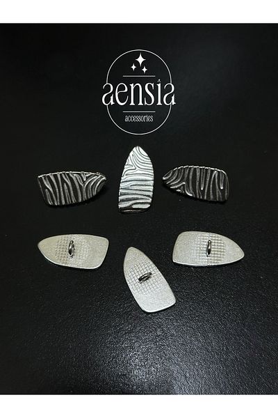 aensia بليزر معدني بيضاوي غير متماثل بنمط الحمار الوحشي - تفاصيل أزرار، 2.54 سم - 6 عبوات