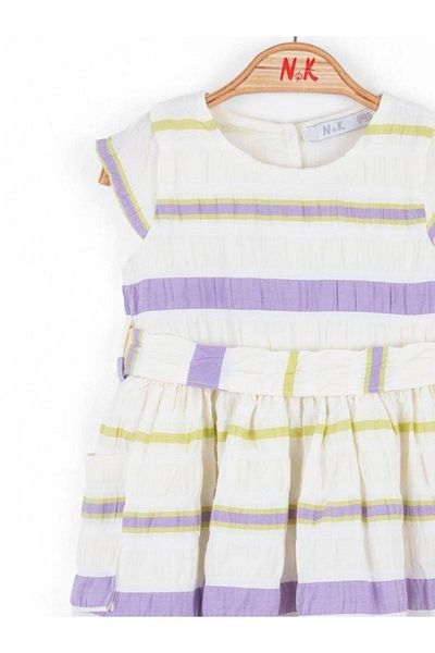 NK Girl's Back Buttoned Belted Pocket Dress