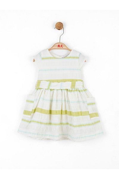 NK Girl's Back Buttoned Belted Pocket Dress