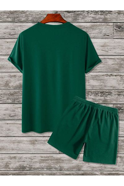 Revasser Unisex Γυναικεία/Ανδρική Πράσινη Πλάτη Σετ μπλουζάκι με εμπριμέ με στάμπα