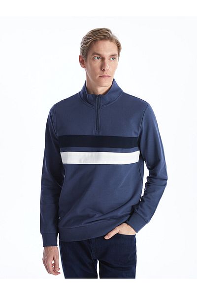 LC Waikiki Stand Collar Long Sleeve Color Block Men's Sweatshirt