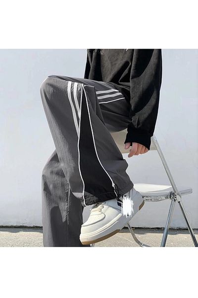 DEEFWEAR Γκρι και μαύρη φόρμα από ύφασμα αλεξίπτωτου