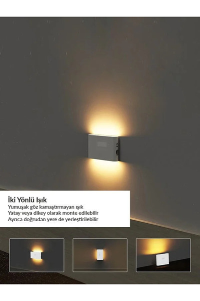 neeko Çift yönlü şarjlı taşınabilir sensörlü mini aplik 1 Adet