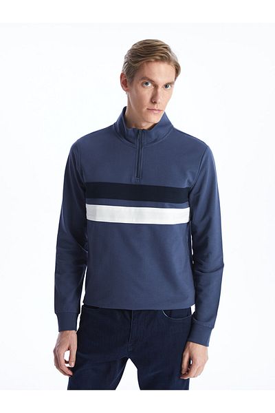 LC Waikiki Stand Collar Long Sleeve Color Block Men's Sweatshirt