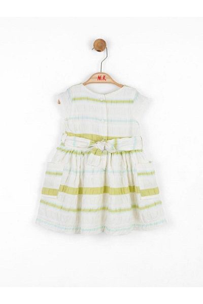 NK Girl's Back Buttoned Belted Pocket Dress
