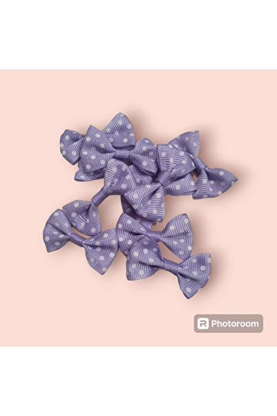 Lilac White  Dotted Grosgrain Bow Tie 3.5cmx2.5cm 100pcs