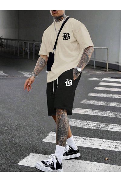 Revasser Σετ μπλουζάκι Unisex Γυναικείο/Ανδρικό B Προσαρμοσμένο εμπριμέ σορτς