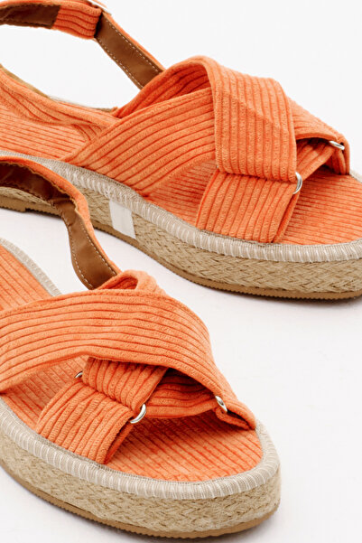 Tonny Black Women's Orange Cross-Strapped Ankle Strap Straw Knitwear Sandals