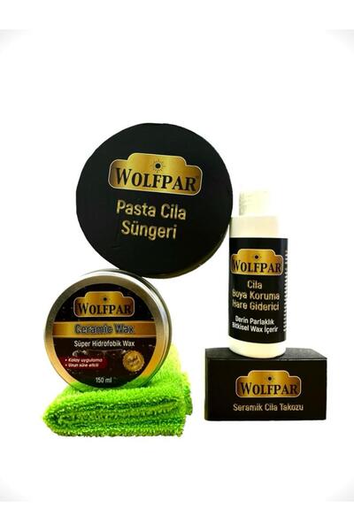 WOLFPAR CERAMİC WAX  SET  YÜKSEK PARLAKLIK  BOYA KORUYUCU VE YENİLEYİCİ (GÜNEŞ YANIKLARINA KARŞI ETKİLİ)