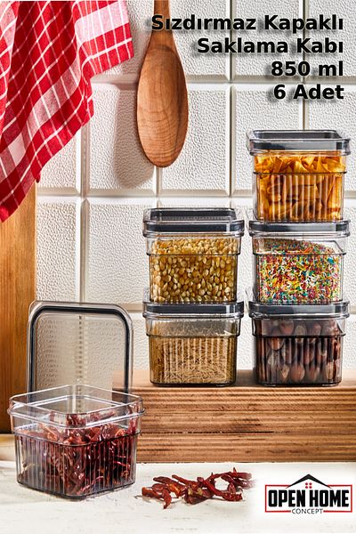 Open Home Concept 6-Piece Breakfast Storage Container with Leak-Proof Lid - x6 850 ml