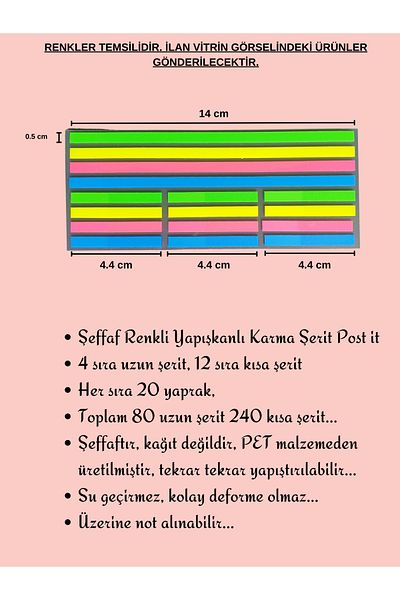 EZOSHOP Transparent Color Postit Sticky Post-It Note Paper Karma Strip 3