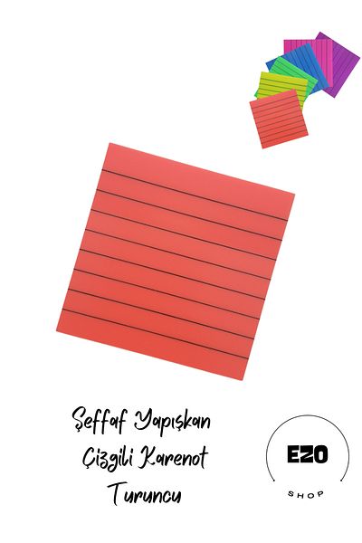 EZOSHOP Transparent Colored Postit Sticky Post-it Note Paper Striped Karenot Orange