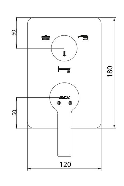 Eca Delta Built-in Bathroom Faucet Surface Mounted 3 Way102167337-K
