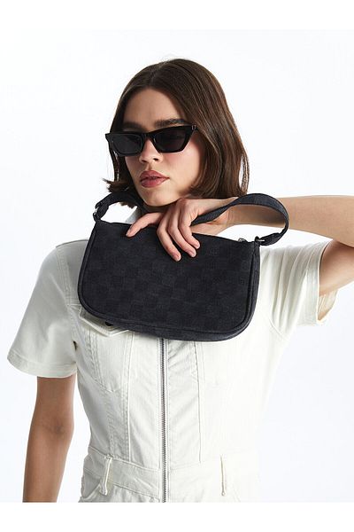 LC Waikiki Plaid Patterned Women's Baguette Bag
