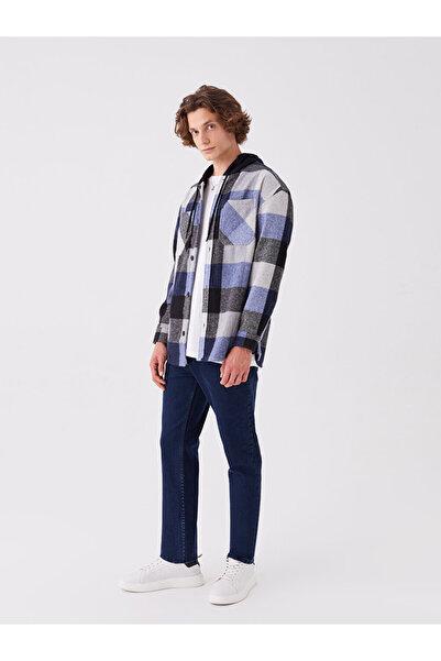 LC Waikiki Чоловіча куртка Сорочка з капюшоном та довгими рукавами в клітинку з капюшоном