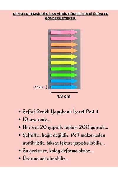 EZOSHOP Transparent Color Postit Sticky Note Paper Mark Post-It 5