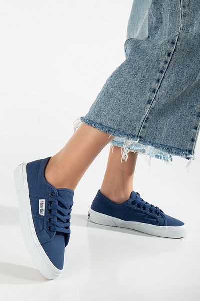 Tonny Black Pantofi de damă, albastru, denim, cu talpă creponată, cu șireturi
