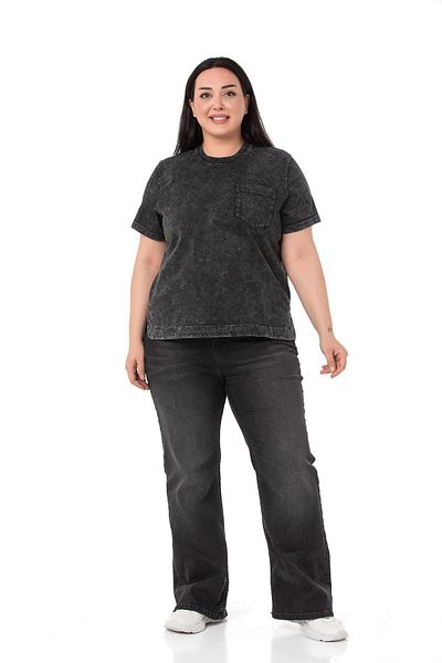 DISENTIS MODEST Μπλουζάκι μεγάλου μεγέθους Piece Painted Crew Neck με κυρτή σχισμή μαύρο μπλουζάκι