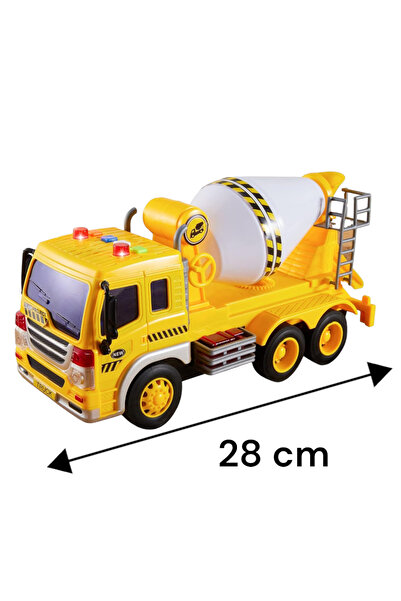 YILDIRIM OYUNCAK Kaliteli Plastik Gövde 3 Farklı Ses Sürtmeli Sesli Işıklı 28 cm İnşaat Aracı Beton Mikseri