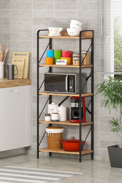 ODİNA 5 Raflı Mutfak standı mutfak rafı düzenleyici mikrodalga fırın KAVANOZL...