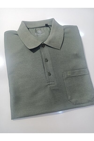 SİMENTİ تي شيرت كلاسيكي بنمط وافل بجيب واحد وياقة