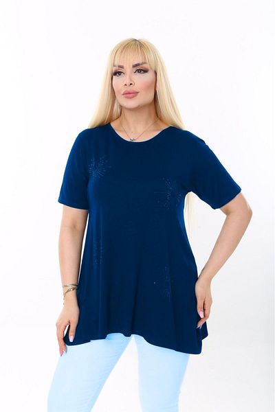 vividbutik Large Size Navy Blue with Small Stones on the Front