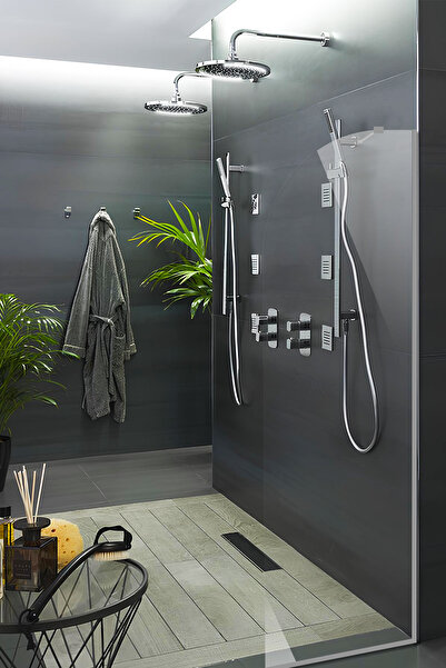 Decorita Cam Duşakabin Seperatör - Sabit Panel | Saydam Cam - Şekilli | Metal...