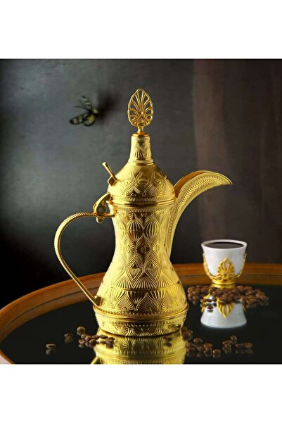İnova Home Decor Ahsen Metal Döküm Altın Renk Dekoratif Kahve Demliği