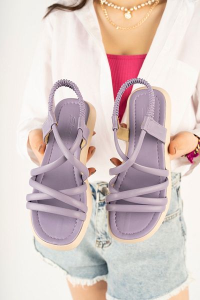 Moda Değirmeni Sandale de damă liliac cu elastic încrucișat Bg1079-123-0003