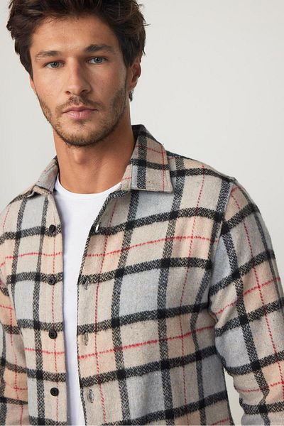 Tudors Zimní dřevorubecká pánská košile Slim Fit s dlouhým rukávem Slim Fit kostkovaný