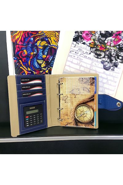Kerem ofis Calculator din piele termică - Agenda mea atemporală nedatată cu blocare magnetică specială