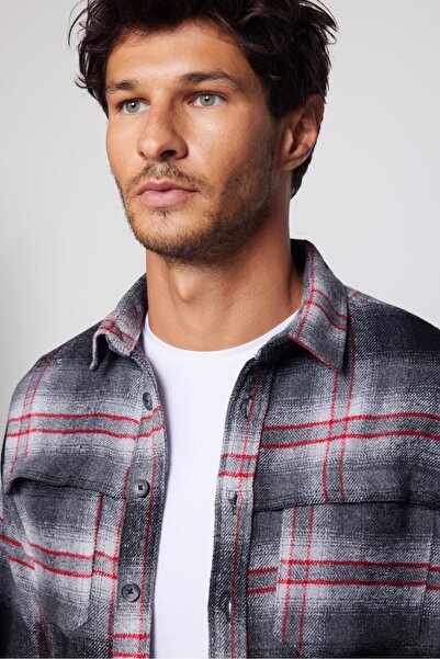 Tudors Slim Fit Uzun Kollu Dar Kesim Kareli Çift Cep Erkek Gömlek