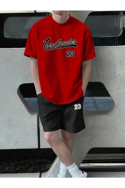 Revasser Unisex Dámské/Muži LosAngeles23 Custom Printed Shorts Tričko Set