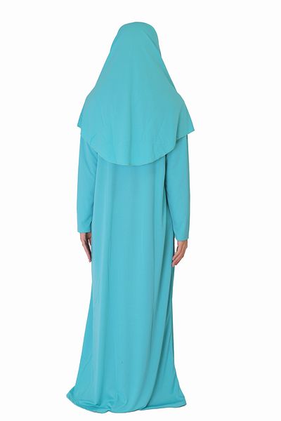 ZEHRANAZ NAMAZ ELBİSESİ Cyan Blue Non-Zipper Prayer Dress