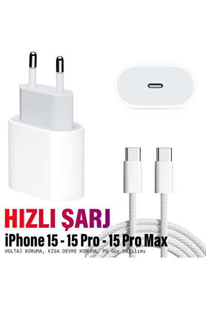 EXENAR Iphone 15-15 PRO-15 PRO Max Uyumlu Şarj Aleti Set HIZLI Adaptör ve Typ...
