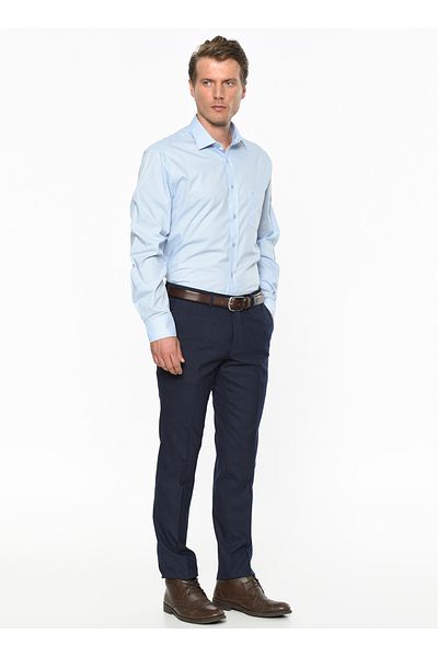 ALTINYILDIZ CLASSICS Comfort Fit Classic Shirt Collar Plain Light Blue Men's Shirt 4A 2000000003