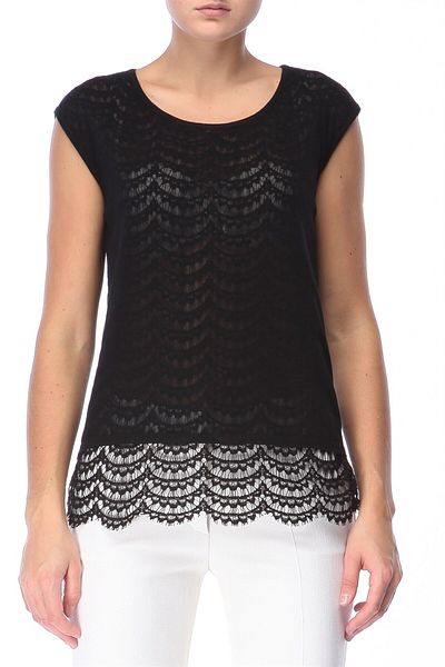 Escada Openwork Sleeveless Black Wool and Silk Blend Sweater