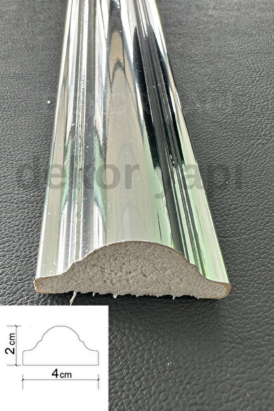 DİECOR Dekoratif  1 Adet GÜMÜŞ 4 cm Polistren Duvar Çıtası