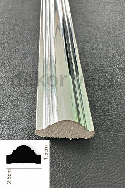 DİECOR Dekoratif 1 adet 2.5 cm gümüş  Polistren Duvar Çıtası