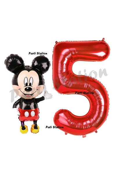 Parti Station Mickey Mouse Balon 5 Yaş Doğum Günü Set Mickey Mouse Konsept Ba...
