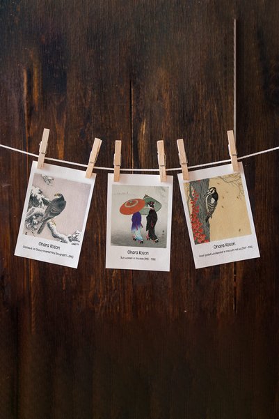 Runrux Ohara Koson Paintings - 12 Decorative Polo Cards - Wire Board or Cork Board Decoration
