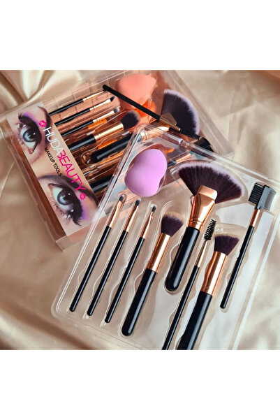 Fontenay Profesyonel Yumuşak 9'lu Makyaj Fırçası Süngerli Siyah