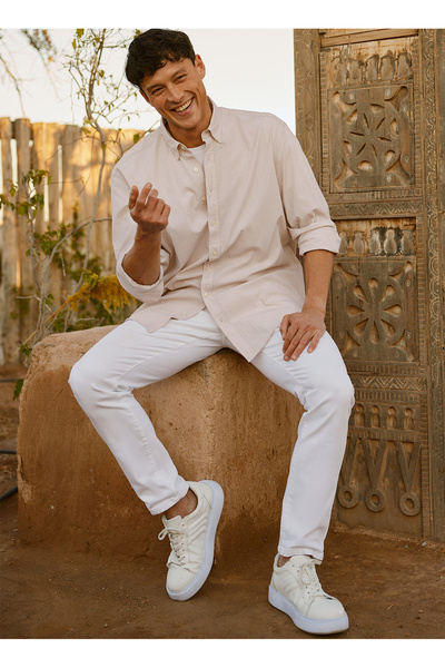 ALTINYILDIZ CLASSICS Altınyıldız Classics Beyaz - Bej Erkek Gömlek 4A2024200009