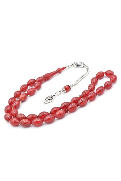 Murty99 Tasbih de chihlimbar cu șocuri de coadă de vulpe Beyzi Cut Moire Red 054
