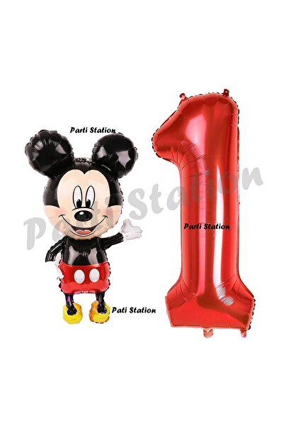 Parti Station Mickey Mouse Balon 1 Yaş Doğum Günü Set Mickey Mouse Konsept Ba...
