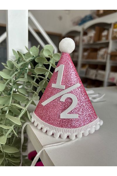 Partifabrik Half Age Mini Pink Pompom Glitter Hat