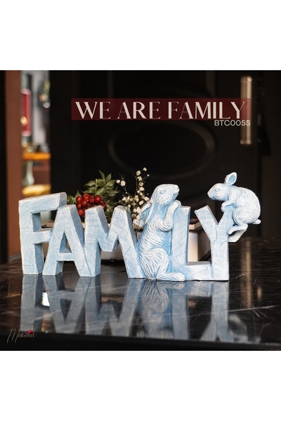 MÜKEMEL El Yapımı Dekoratif "Aile" Tabelası Tavşan Heykelleri ile - Ev Dekoru...