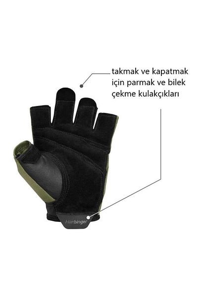 HARBINGER Power Gloves - L Men's Fitness Gloves Green